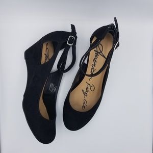 American Rag Ankle Strap Wedge Black